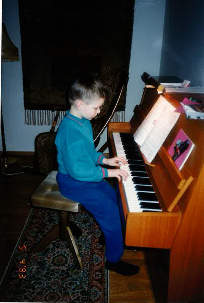 Playing piano as a child