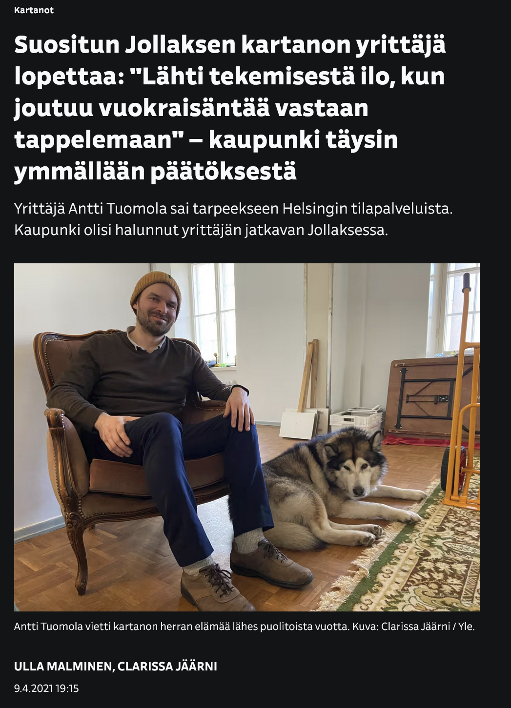 Suositun Jollaksen kartanon yrittäjä lopettaa - Yle